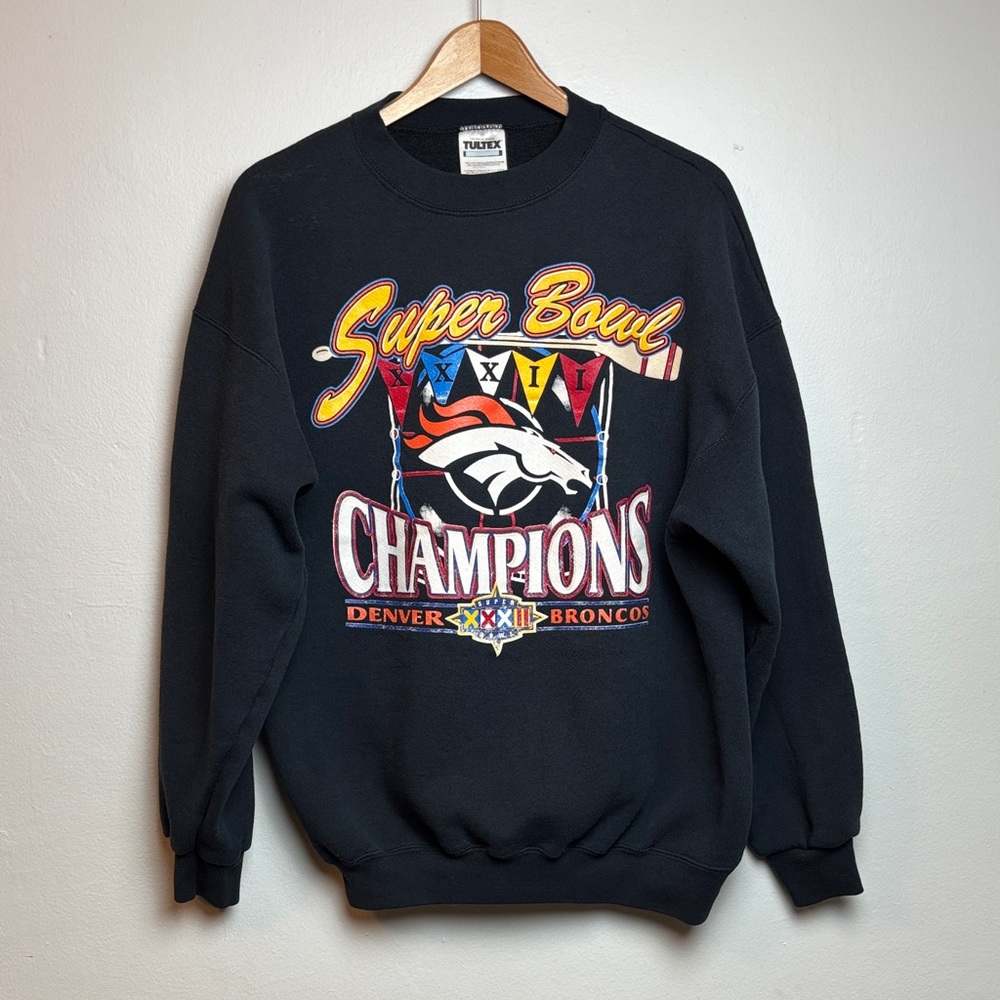 VTG 90s Denver Broncos Super Bowl XXXII Champions Tultex Crewneck Sweatshirt